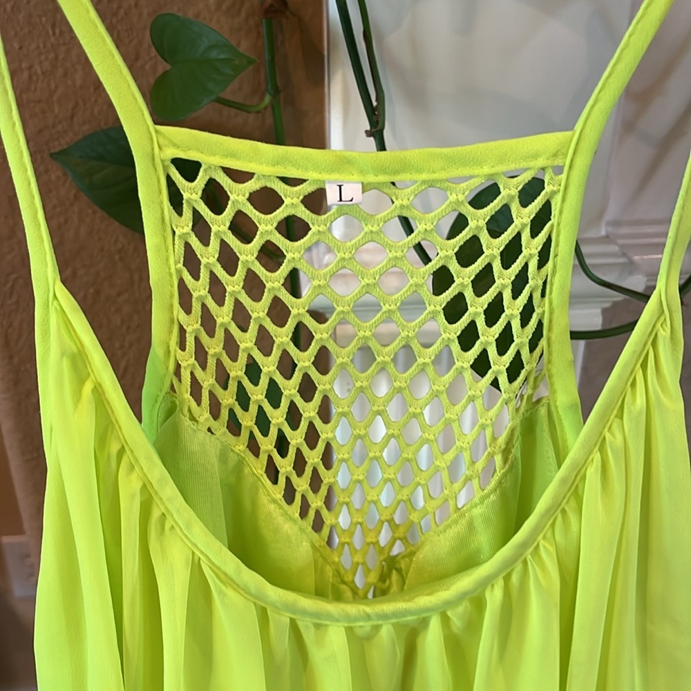 Neon Lime Mesh-Back Swim Coverup - Picture 2 of 4